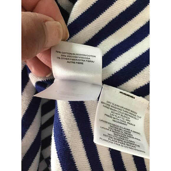 ANNE KLEIN- WOMEN'S WHITE/BLUE STRIPPED PULL OVER CREW NECK TOP SIZE SMALL- NWT - Picture 4 of 6